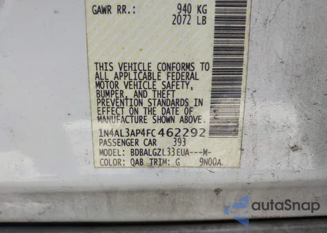 2015 Nissan Altima 2.5 S from USA, damaged, VIN 1N4AL3AP4FC462292